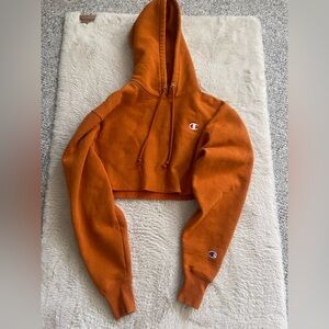 Women’s Orange Cropped Champion Hoodie